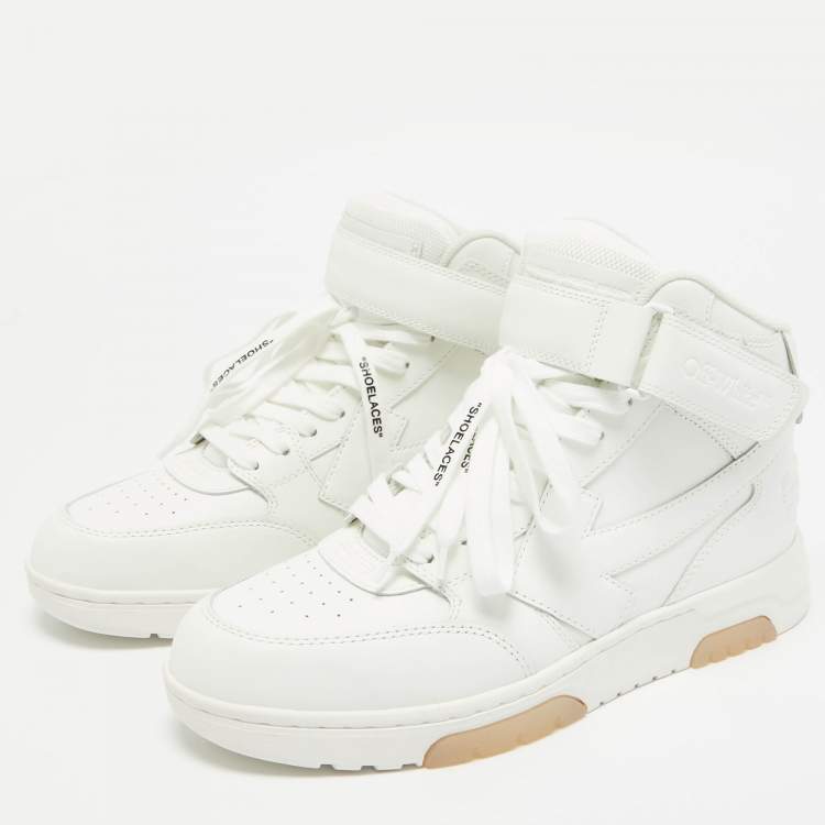 Pre Owned Off-White White Leather Out Of Office High Top Sneakers Size 41