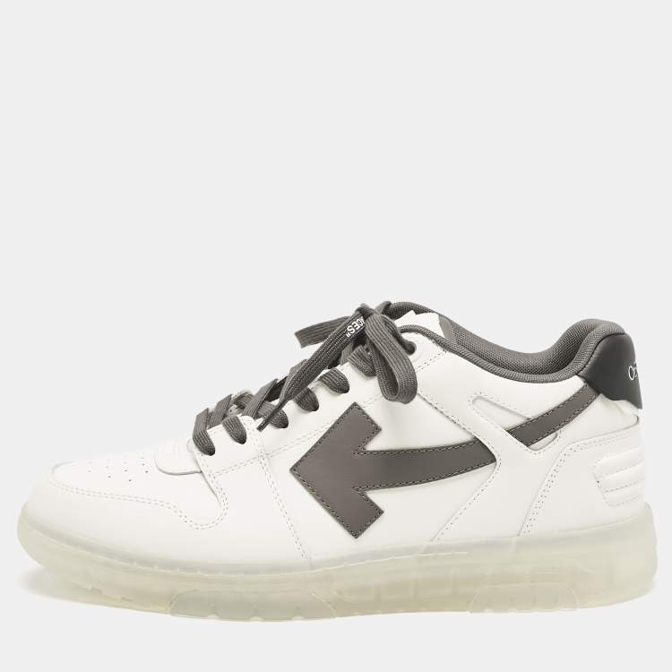 Off-White White/Grey Leather Out of Office Low Top Sneakers