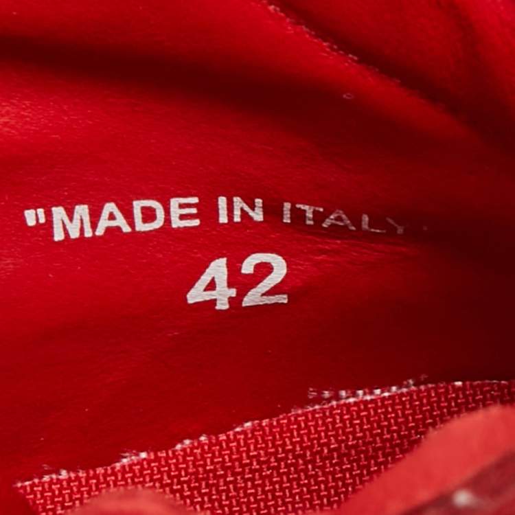 Pre Owned Off-White 3.0 Off Court Size 42 Red/White Suede and Leather High Top Sneakers