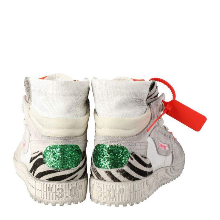 Pre Owned Off White Mix Media High Top Sneakers Size  40