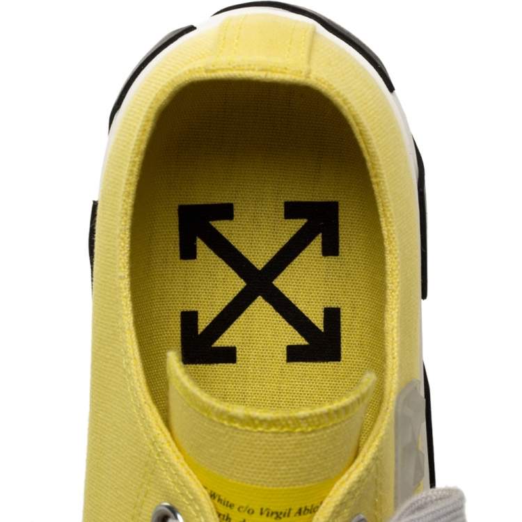 Pre Owned Off-White Yellow Canvas Vulcanized Low-Top Sneakers Size 43