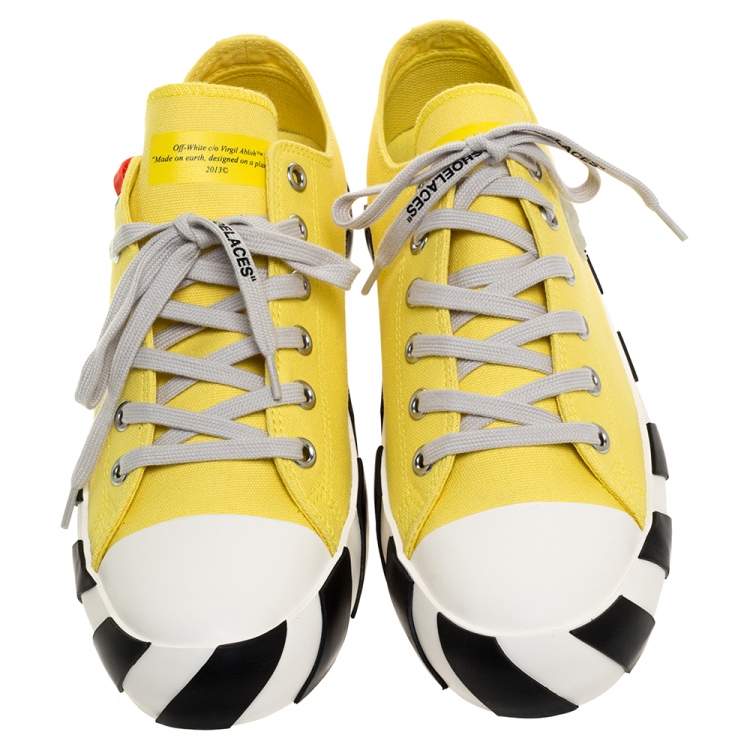 Pre Owned Off-White Yellow Canvas Vulcanized Low-Top Sneakers Size 43