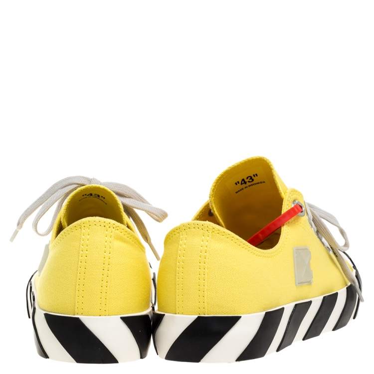 Pre Owned Off-White Yellow Canvas Vulcanized Low-Top Sneakers Size 43