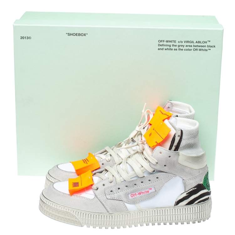 Pre Owned Off-White Tricolor Suede Leather And Canvas Off Court High Top Sneakers Size 41