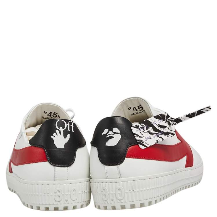 Pre Owned Off White Red/White Leather "Out Of Office" Low Top Sneakers Size 45