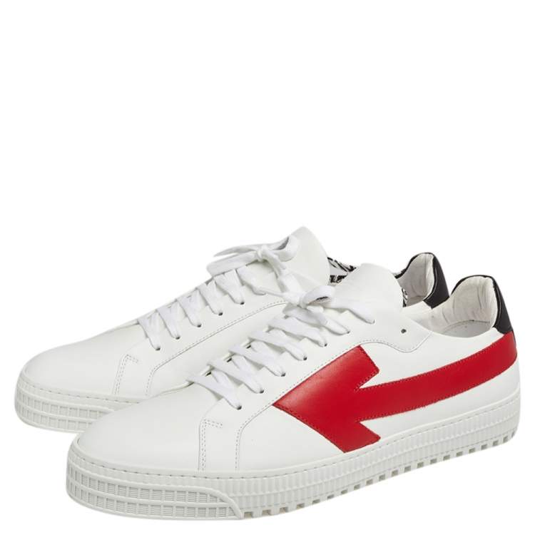 Pre Owned Off White Red/White Leather "Out Of Office" Low Top Sneakers Size 45
