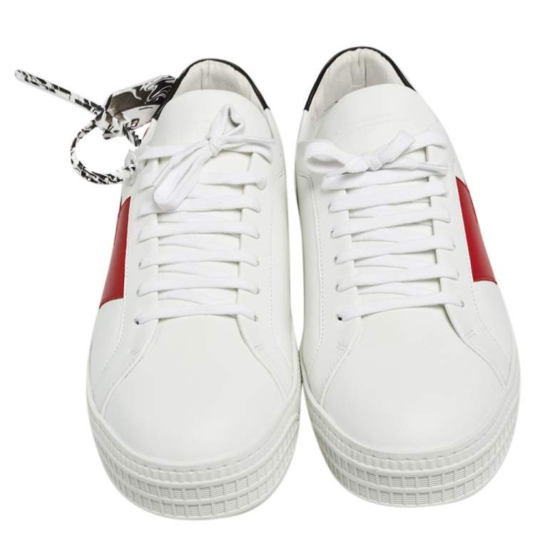 Pre Owned Off White Red/White Leather "Out Of Office" Low Top Sneakers Size 45