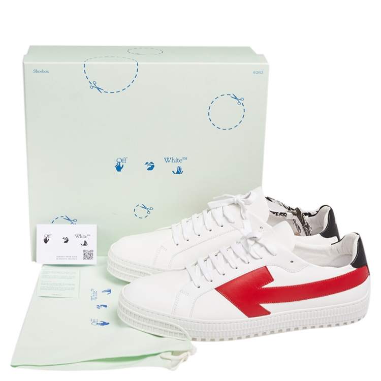 Pre Owned Off White Red/White Leather "Out Of Office" Low Top Sneakers Size 45