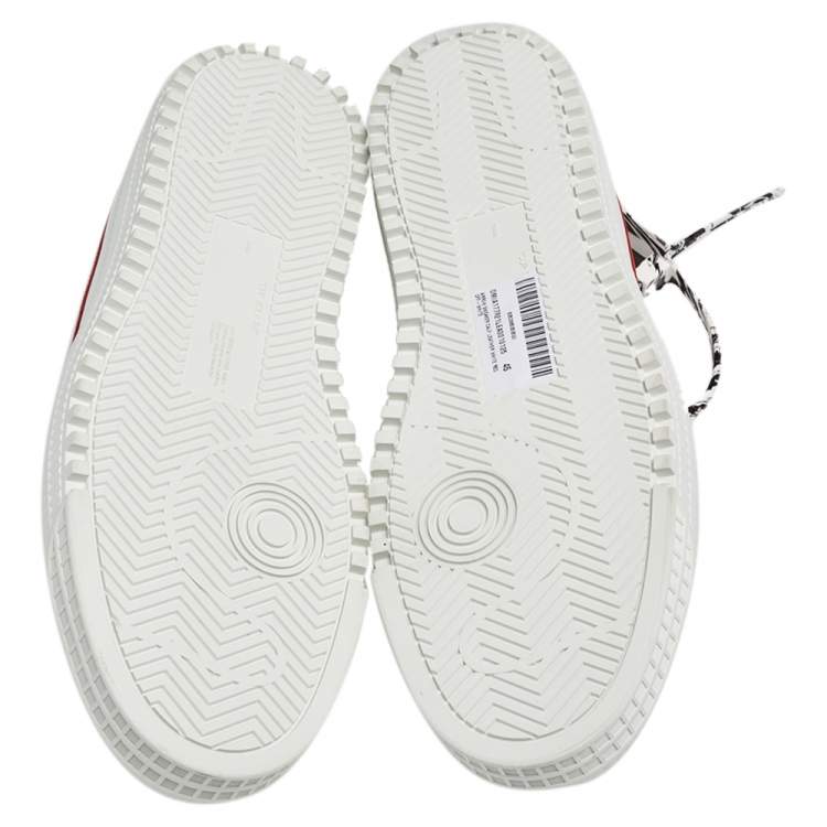 Pre Owned Off White Red/White Leather "Out Of Office" Low Top Sneakers Size 45