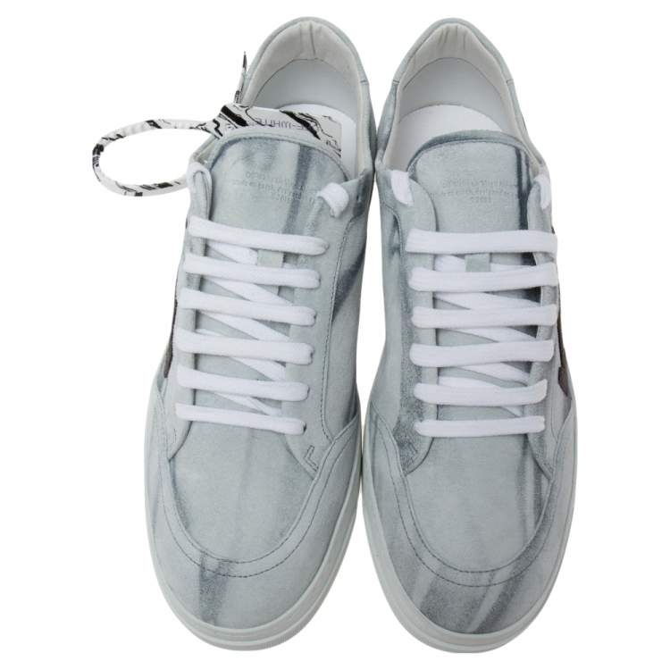 Pre Owned Off-White Grey Suede Low Top Sneakers Size 42