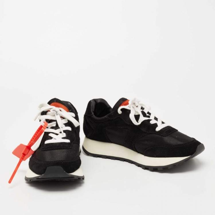 Pre Owned Off-White Black Suede And Leather  Runner Arrow Sneakers Size 40