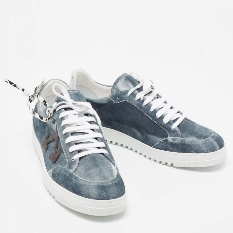 Pre Owned Off-White Grey Suede Lace Up Sneakers Size 42