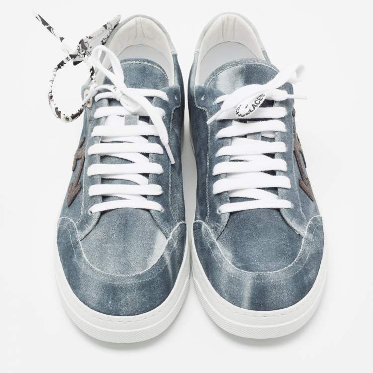 Pre Owned Off-White Grey Suede Lace Up Sneakers Size 42