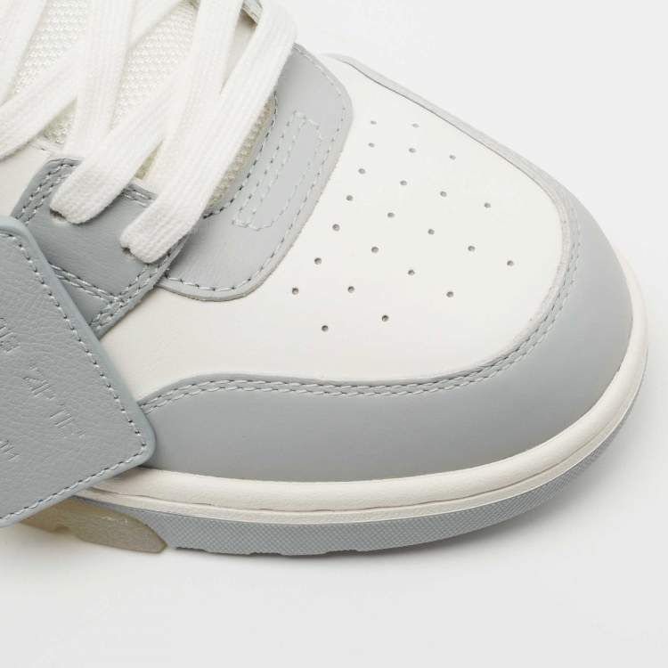 Pre Owned Off White Grey/White Leather Arrow Low Top Sneakers Size 42