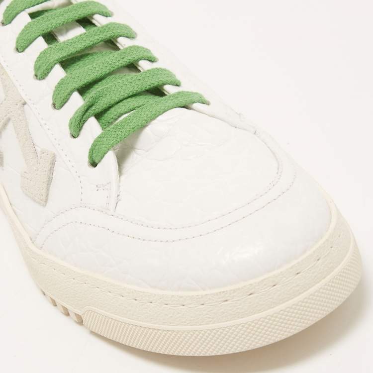 Pre Owned Off-white White Croc Embossed Leather 2.0 Low Sneakers Size 40