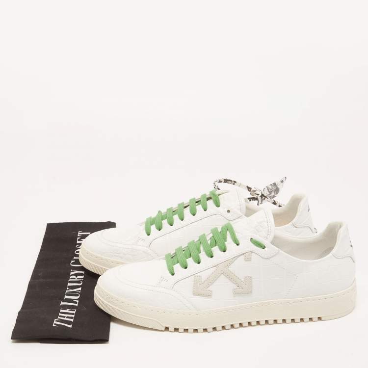 Pre Owned Off-white White Croc Embossed Leather 2.0 Low Sneakers Size 40