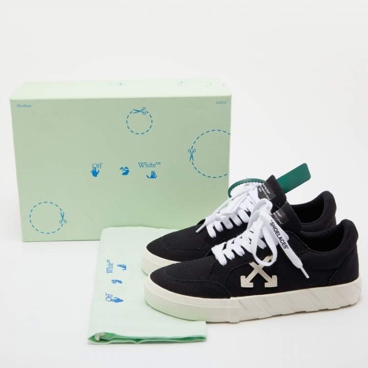 Pre Owned Off-White Black/White Canvas Vulcanized Low Top Sneakers Size 39