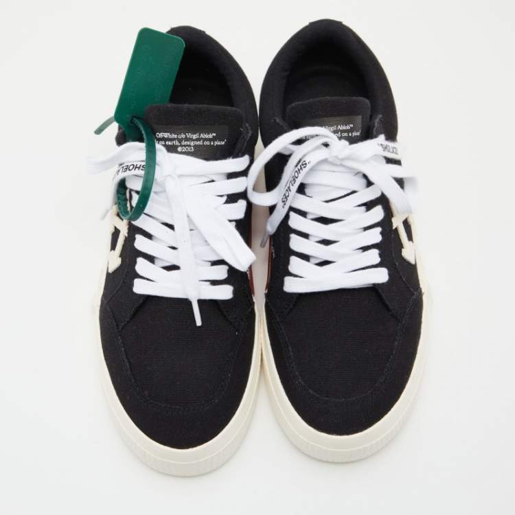 Pre Owned Off-White Black/White Canvas Vulcanized Low Top Sneakers Size 39