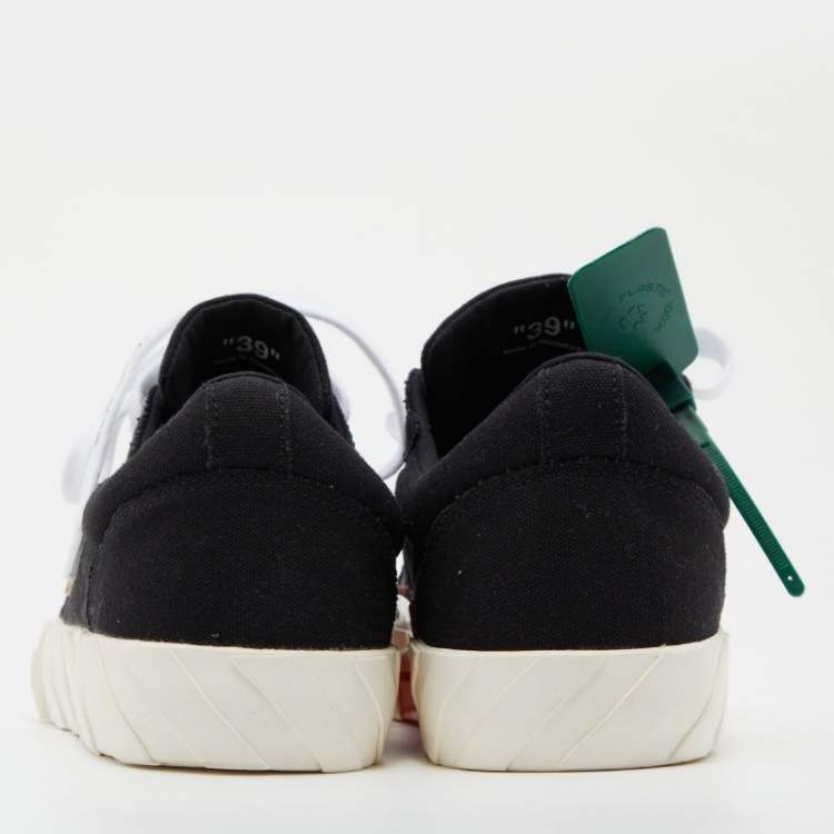 Pre Owned Off-White Black/White Canvas Vulcanized Low Top Sneakers Size 39