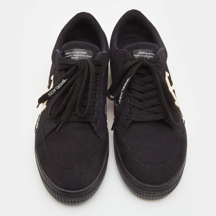 Pre Owned Off-White Black Canvas Vulcanised Sneakers Size 43