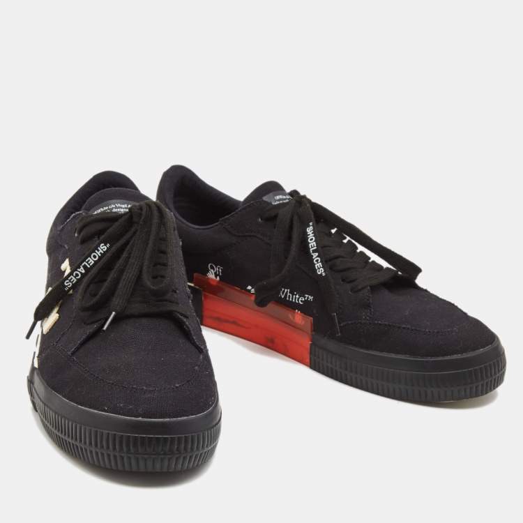 Pre Owned Off-White Black Canvas Vulcanised Sneakers Size 43