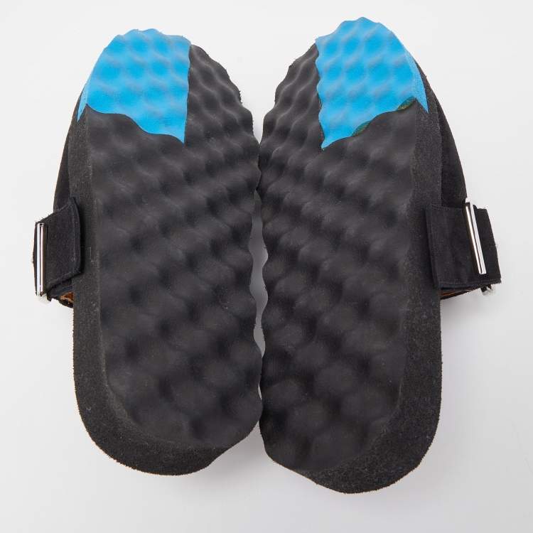 مملوكة مسبقًا Off-White Black Suede Buckle Detail Mules Size 44
