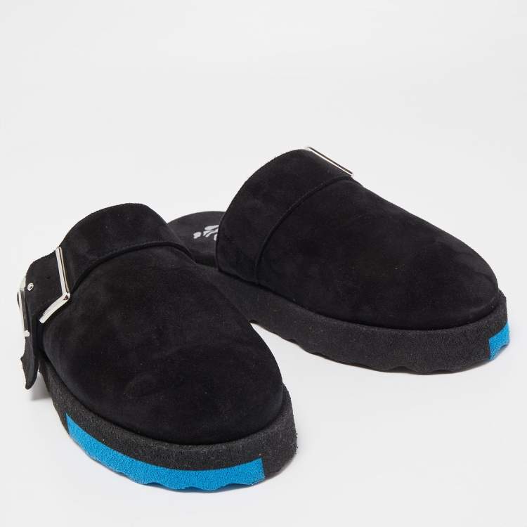 مملوكة مسبقًا Off-White Black Suede Buckle Detail Mules Size 44