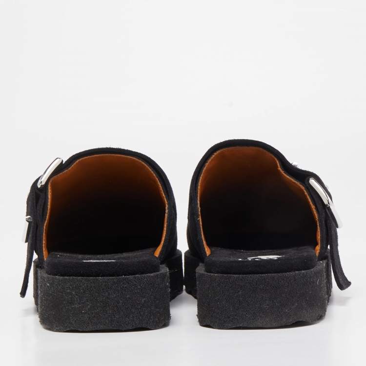 مملوكة مسبقًا Off-White Black Suede Buckle Detail Mules Size 44