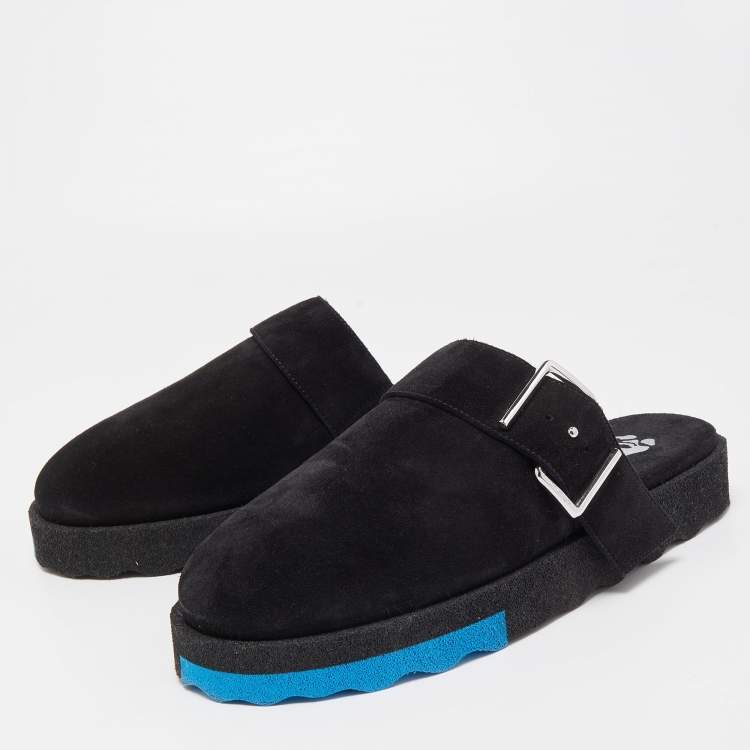 مملوكة مسبقًا Off-White Black Suede Buckle Detail Mules Size 44