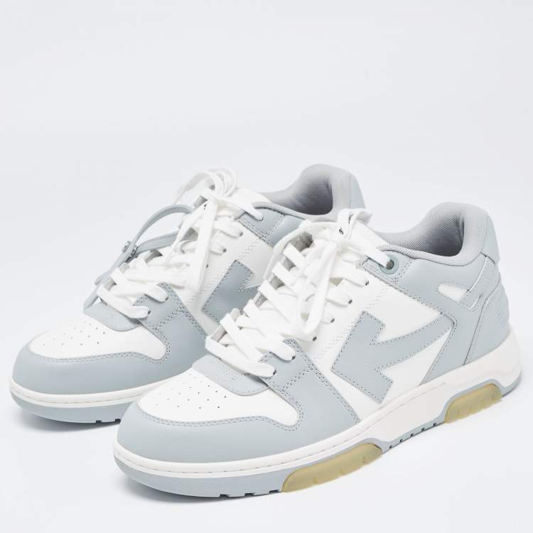 Pre Owned Off White Grey/White Leather Arrow Low Top Sneakers Size 45