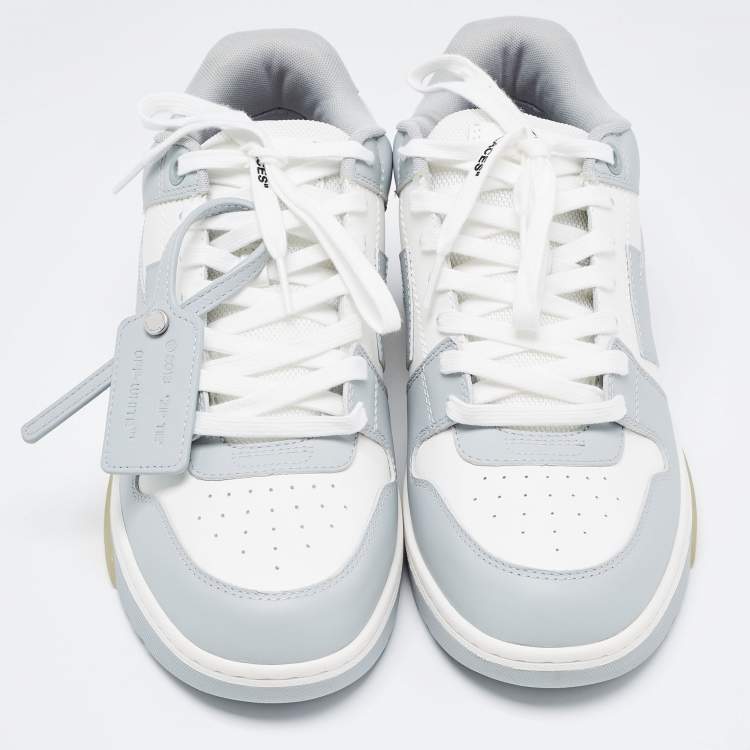 Pre Owned Off White Grey/White Leather Arrow Low Top Sneakers Size 45