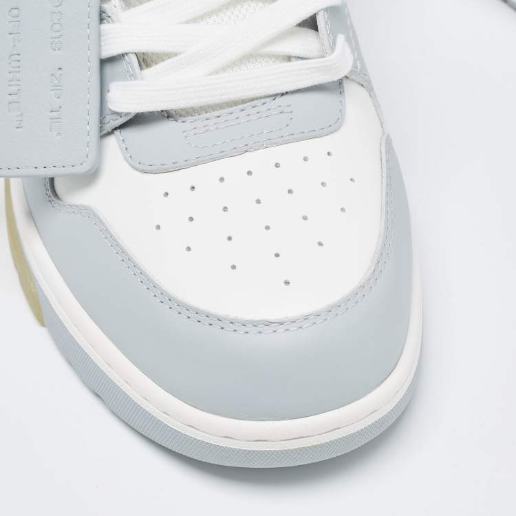 Pre Owned Off White Grey/White Leather Arrow Low Top Sneakers Size 45