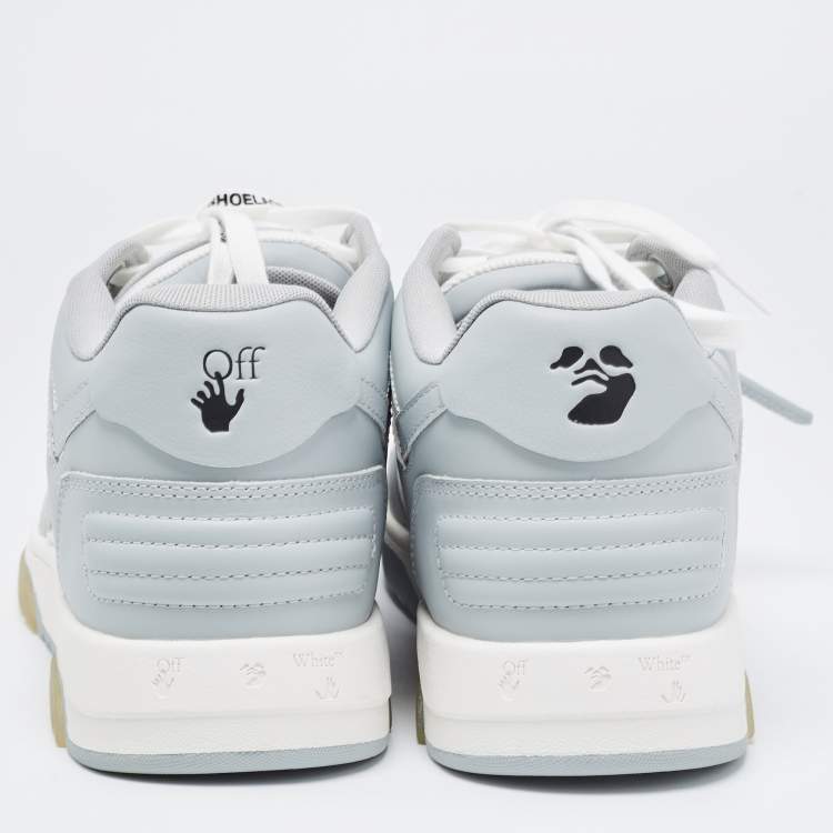 Pre Owned Off White Grey/White Leather Arrow Low Top Sneakers Size 45