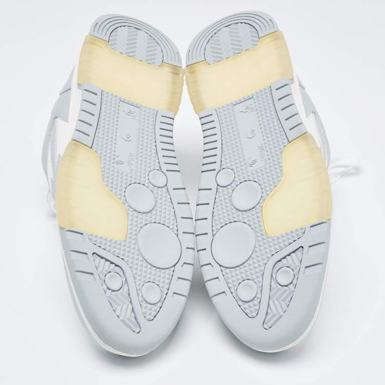 Pre Owned Off White Grey/White Leather Arrow Low Top Sneakers Size 45