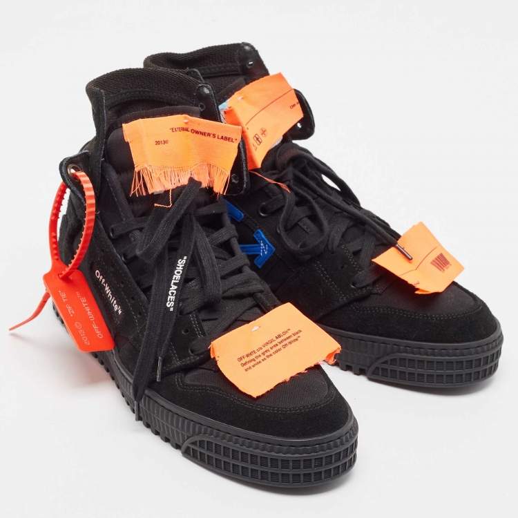 Pre Owned Off-White Black Suede and Canvas Off Court 3.0 High Top Sneakers Size 40
