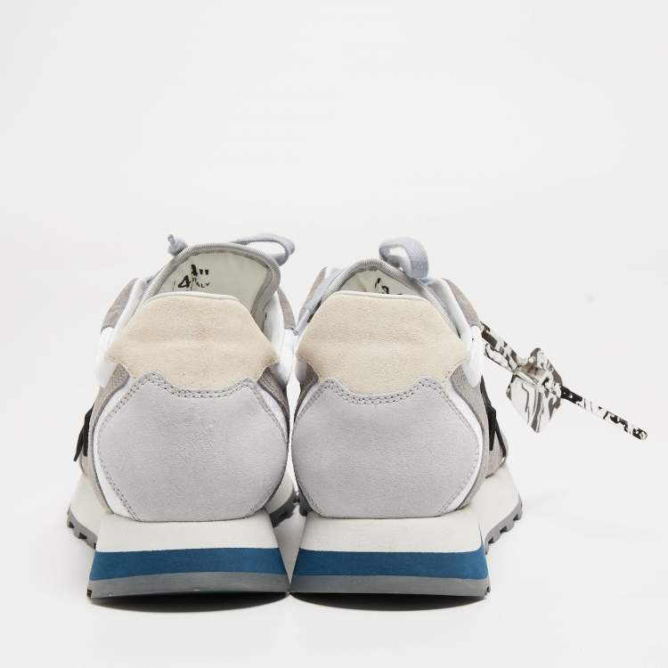 Pre Owned Off-White Grey Suede and Fabric Arrow Low Top Sneakers Size 44