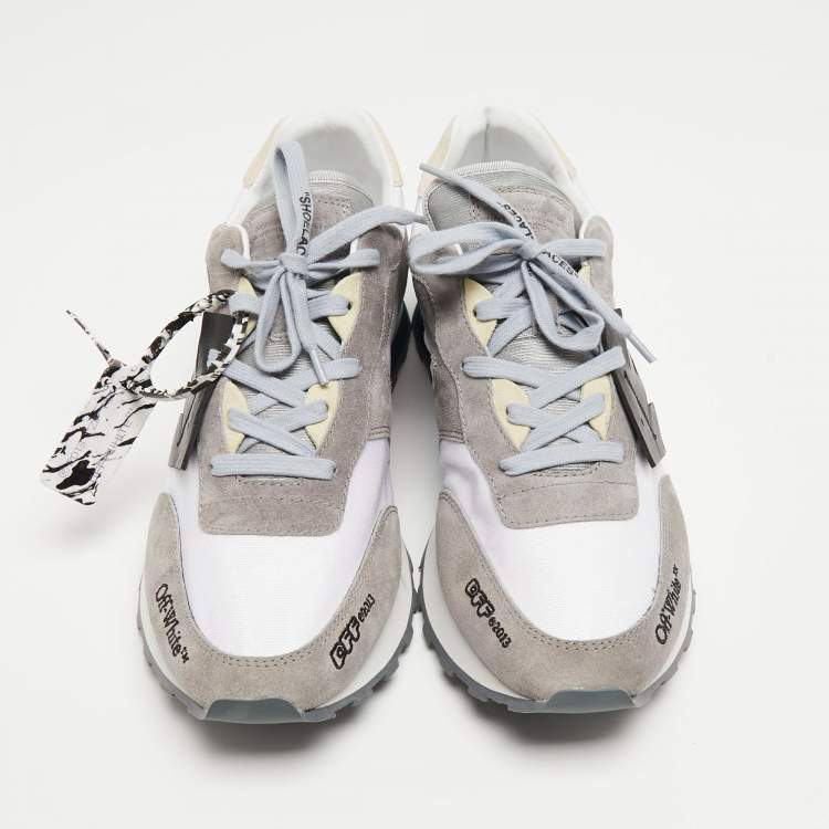 Pre Owned Off-White Grey Suede and Fabric Arrow Low Top Sneakers Size 44