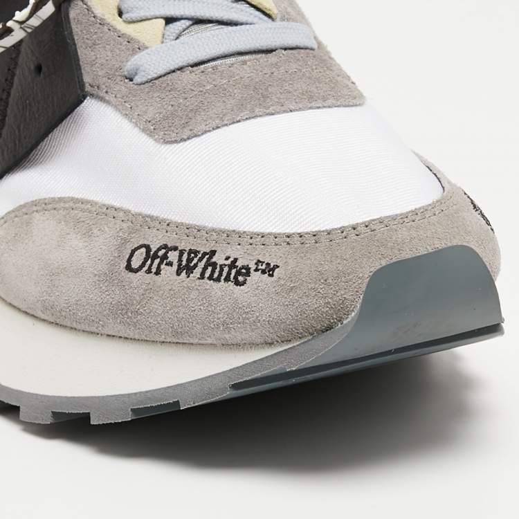 Pre Owned Off-White Grey Suede and Fabric Arrow Low Top Sneakers Size 44