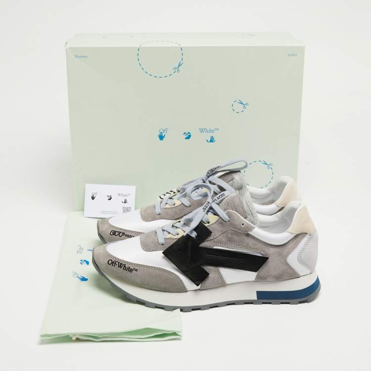 Pre Owned Off-White Grey Suede and Fabric Arrow Low Top Sneakers Size 44