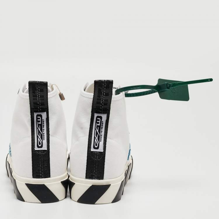 Pre Owned Off-White White Canvas high Top Sneakers Size 42