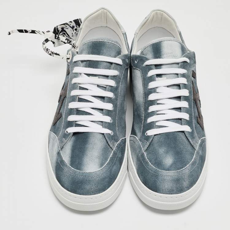 Pre Owned Off-White Blue/Grey Suede 2.0 Low Top Sneakers Size 41