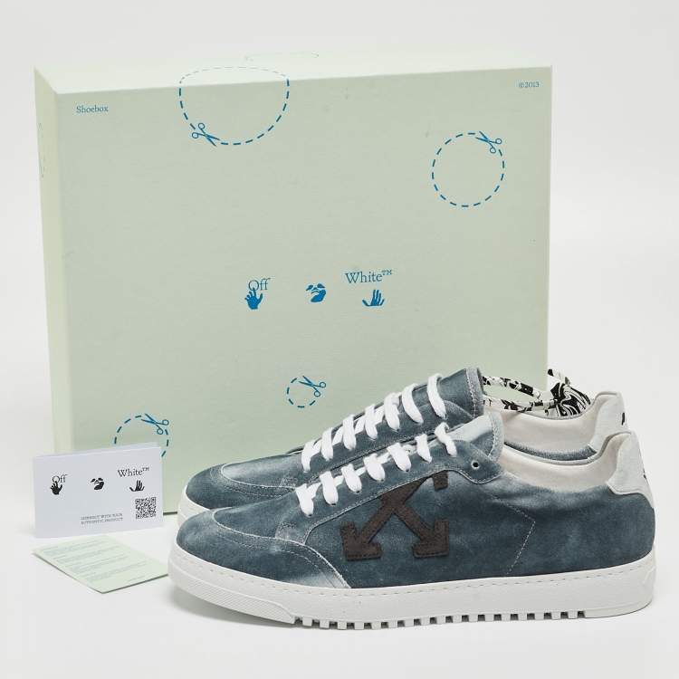 Pre Owned Off-White Blue/Grey Suede 2.0 Low Top Sneakers Size 41