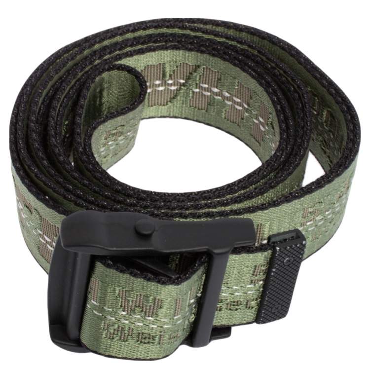 Pre Owned Off-White Green/Black Nylon Industrial Belt 110CM
