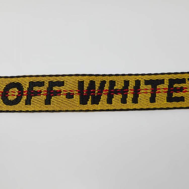 Pre Owned Off White Yellow/Black Rubber and Nylon Universal Phone Case with Strap