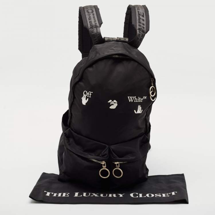 Pre Owned Off-White Black Nylon Logo Backpack