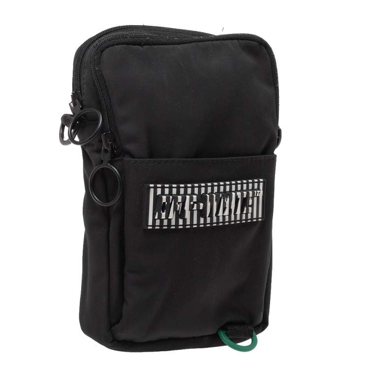 Pre Owned Off-White Black Nylon Patch Hip Bag 