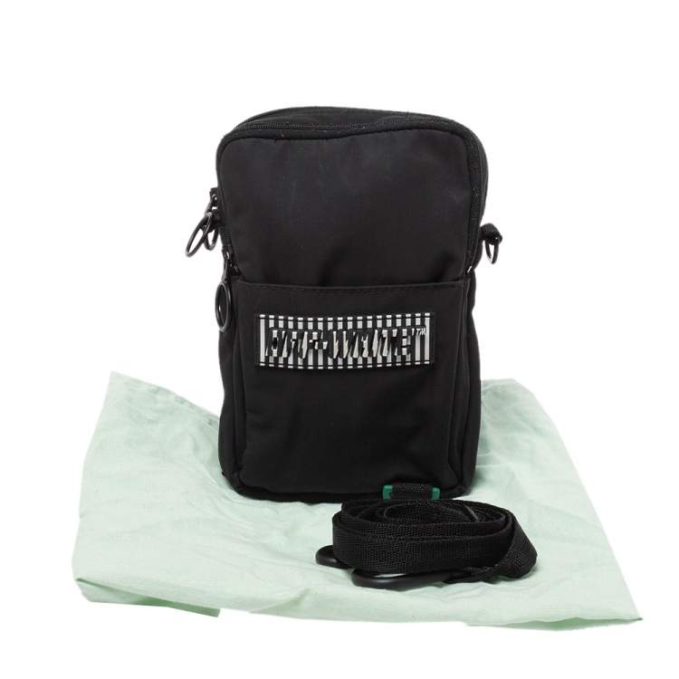 Pre Owned Off-White Black Nylon Patch Hip Bag 