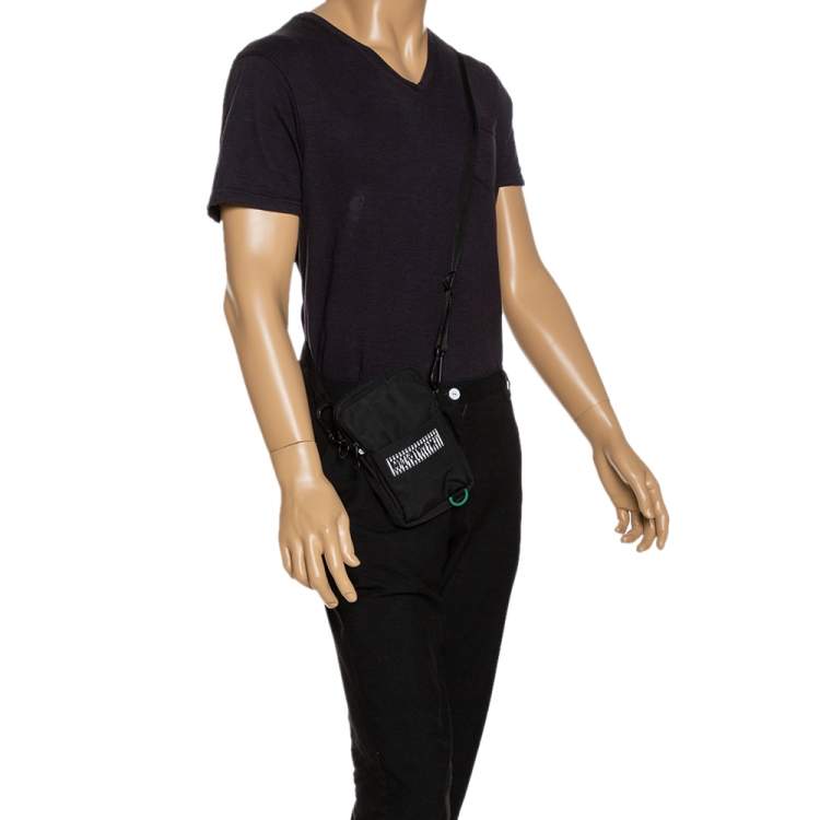 Pre Owned Off-White Black Nylon Patch Hip Bag 