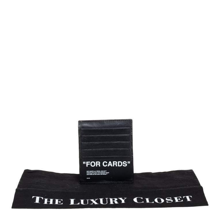 Pre Owned Off White Black Leather For Cards Holder