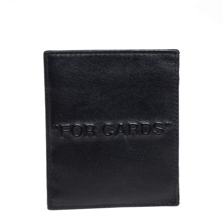 Pre Owned Off White Black Leather For Cards Holder